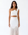 Saia Cannes Branco com Franjas frontal